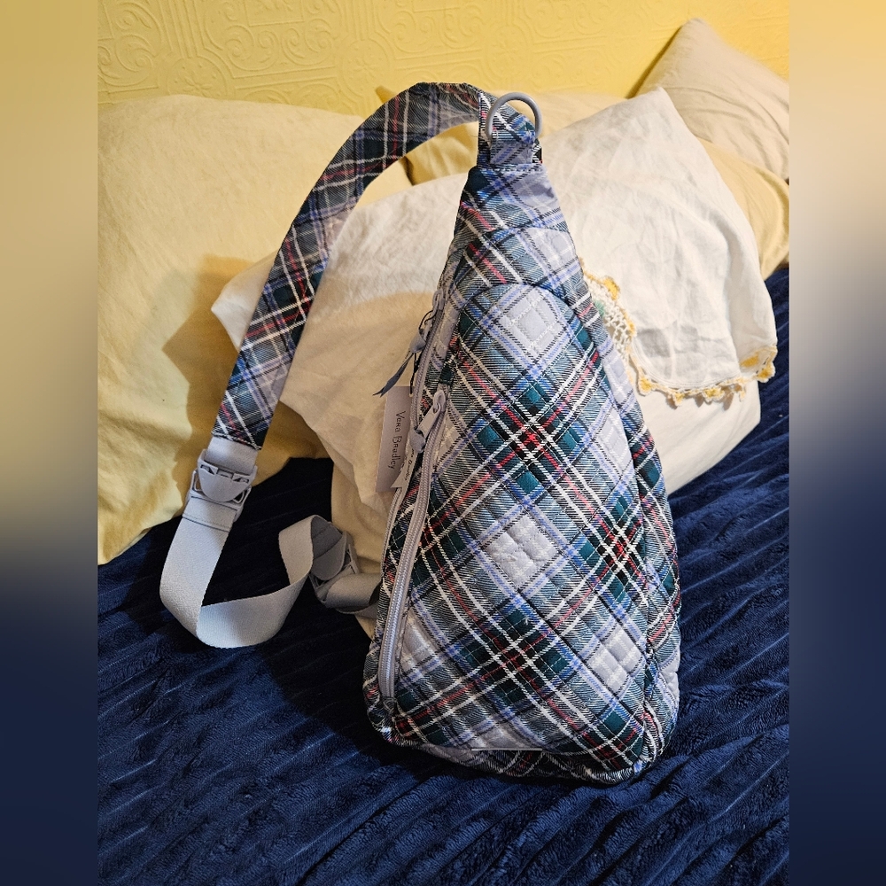 Vera Bradlet Snowy Plaid Sling Bag